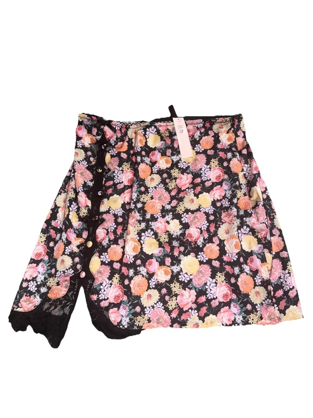 NWT FOR LOVE & LEMONS Gardenia Floral Satin Button Front Short Skirt Smal (ak31)